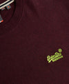 Superdry Essential Logo EMB Tee - Tawny Port Marl/Fluro Yellow