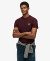 Superdry Essential Logo EMB Tee - Tawny Port Marl/Fluro Yellow