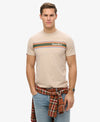 Superdry Venue Logo Stripe Relaxed Tee - Lavin Beige Marl