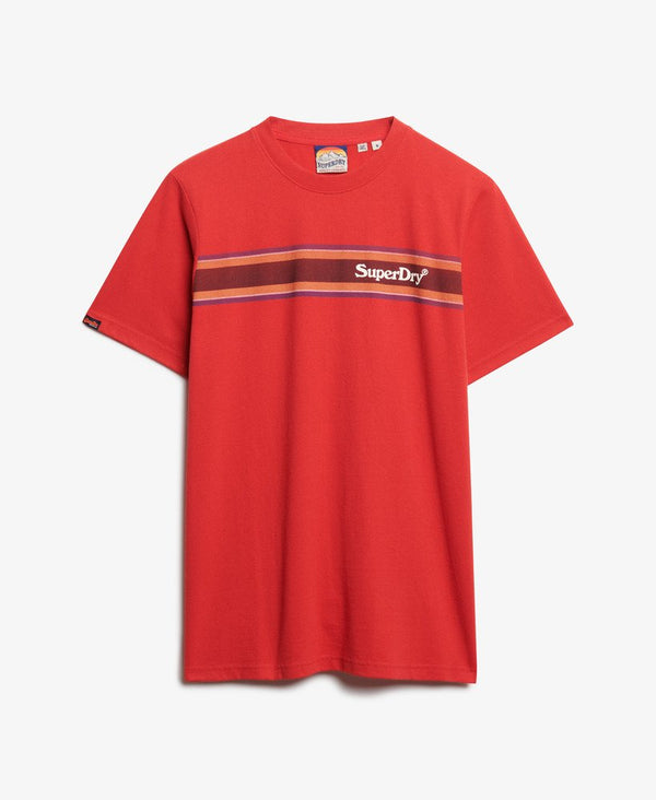 Superdry Venue Logo Stripe Relaxed Tee - Ferra Red Marl