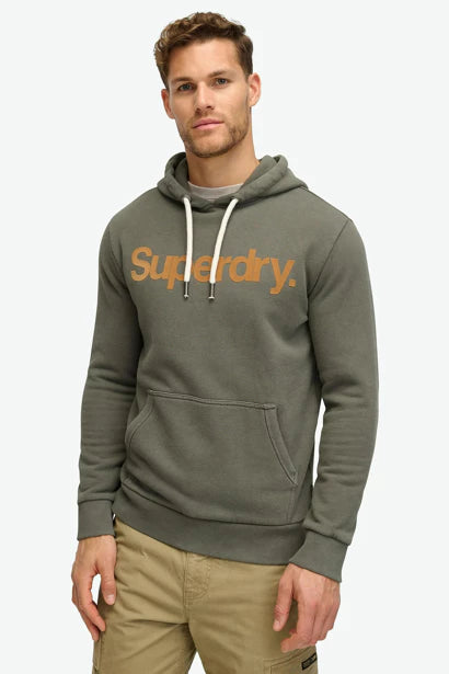 Superdry Classic Core Logo Hoodie -  Dark Khaki