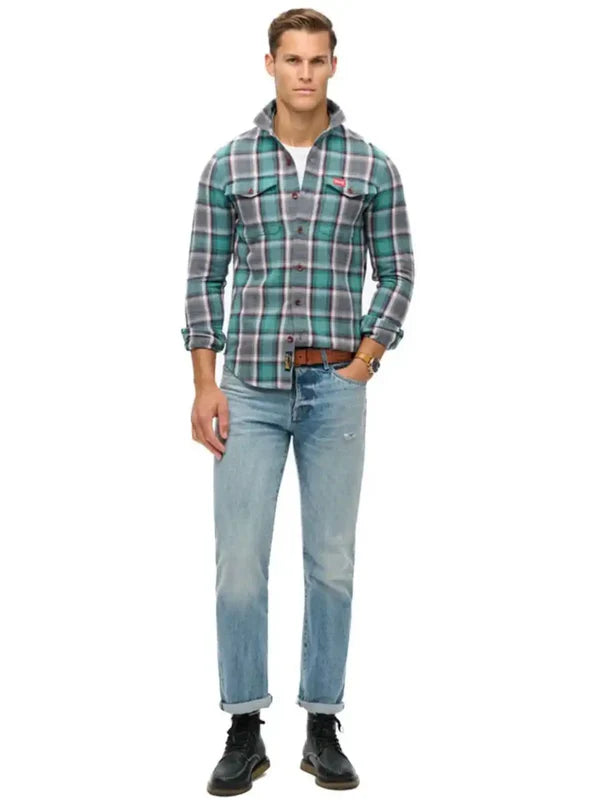 Superdry Cotton Worker Check Shirt - Yosemite Check Blue