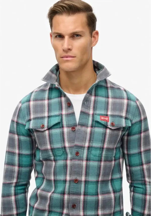 Superdry Cotton Worker Check Shirt - Yosemite Check Blue