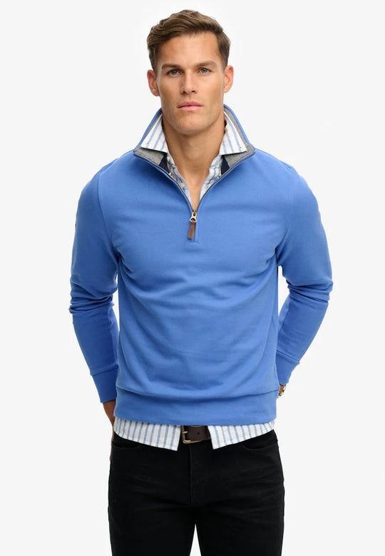 Superdry Essential Pique Half Zip - Chambray Blue