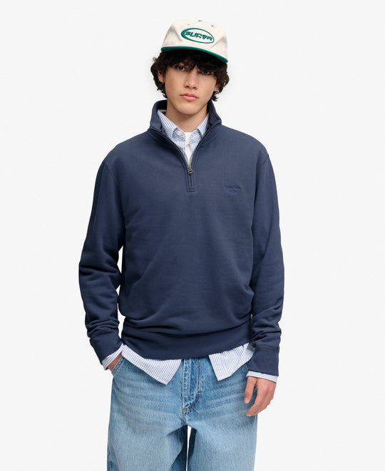 Superdry Essential Serif Logo Half Zip - Soft Navy