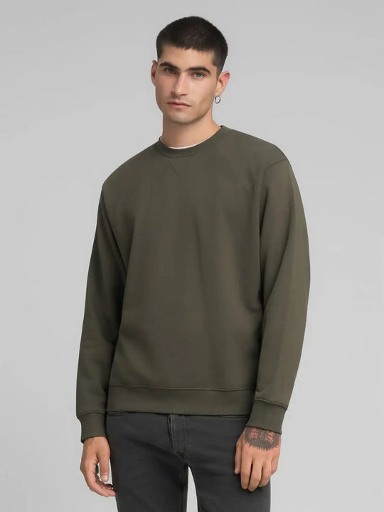 Replay Cotton Blend Crew Neck Sweatshirt - Mud Green M3102.000.23832.759