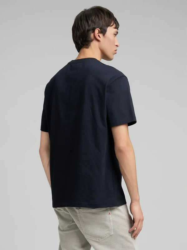 Replay Jersey T-Shirt With Distressed Lettering - Dark Navy M3204.000.2660.970