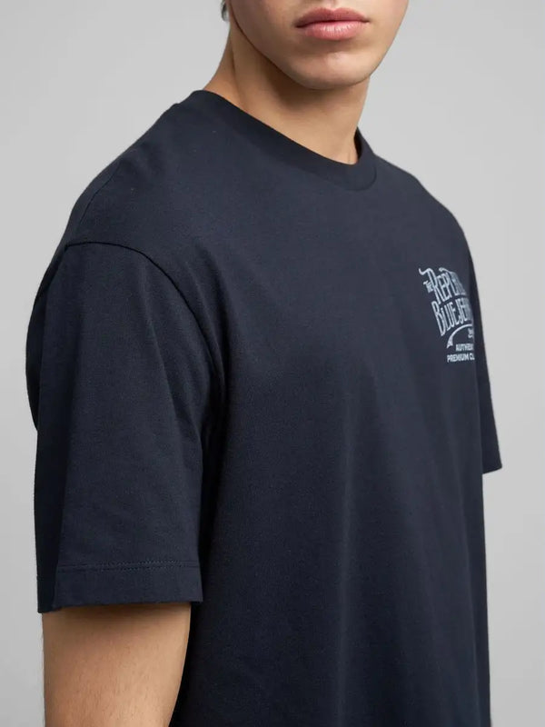 Replay Jersey T-Shirt With Distressed Lettering - Dark Navy M3204.000.2660.970