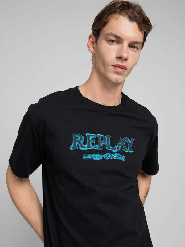 Replay Cotton T-Shirt With Print - Black M3220 .000.2660