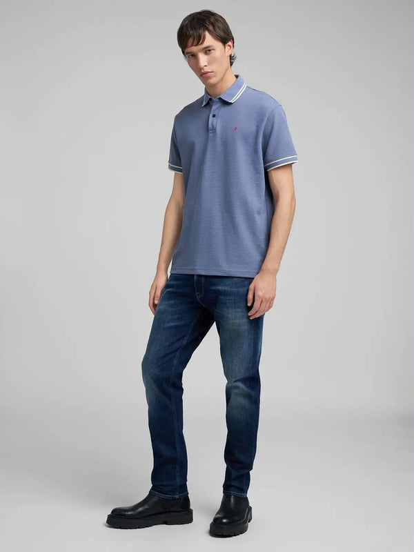 Replay Pique Polo Shirt With Striped Trims - Aviator Blue M3274.000.23966.285