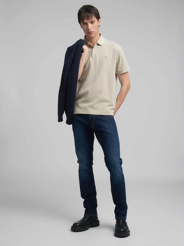 Replay Pique Polo Shirt With Striped Trims - Sand M3274.000.23966.723