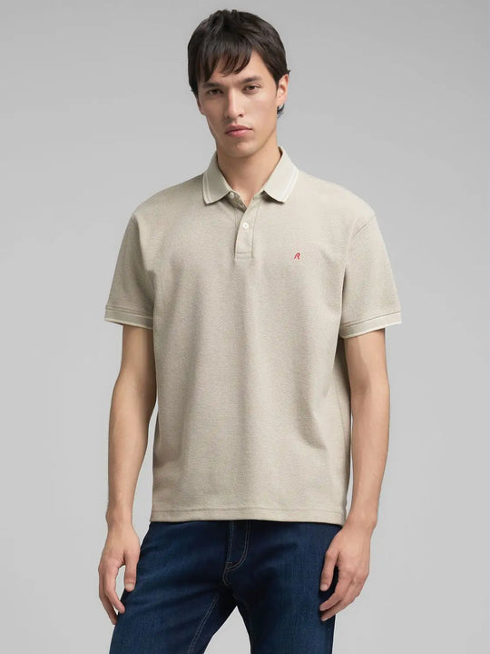 Replay Pique Polo Shirt With Striped Trims - Sand M3274.000.23966.723