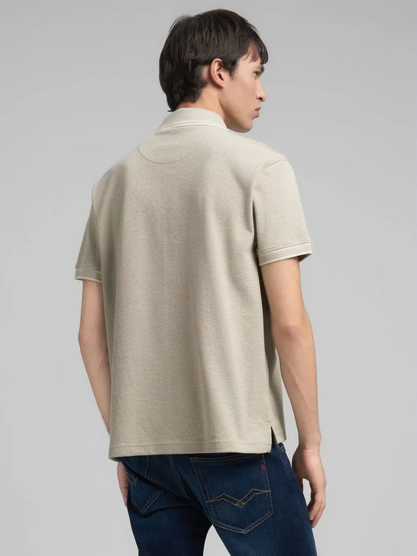 Replay Pique Polo Shirt With Striped Trims - Sand M3274.000.23966.723