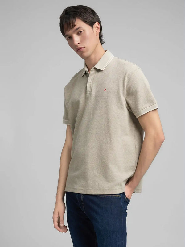 Replay Pique Polo Shirt With Striped Trims - Sand M3274.000.23966.723