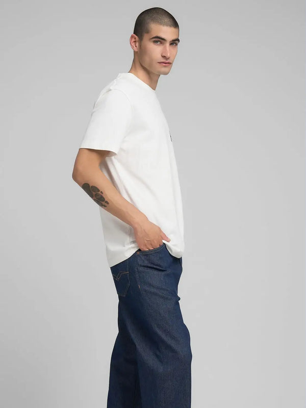 Replay Crew-Neck T-Shirt With Archival Print - Natural White M3279 .000.23608P.011