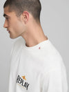 Replay Crew-Neck T-Shirt With Archival Print - Natural White M3279 .000.23608P.011