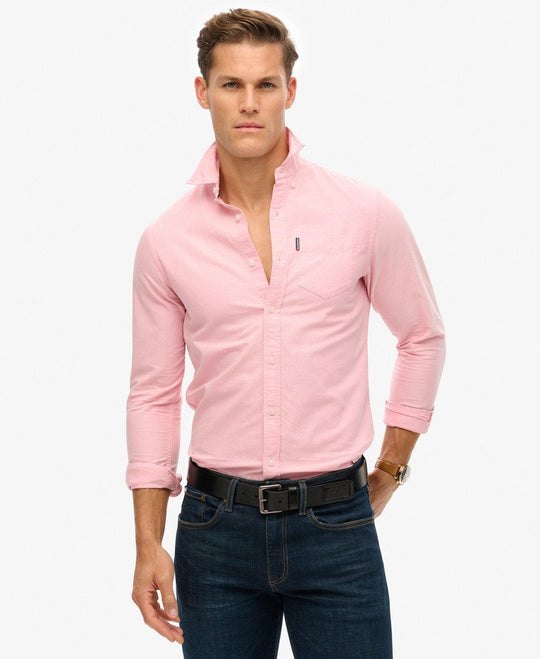 Superdry Essentials Oxford Shirt - City Pink Chambray Oxford [Size XL]