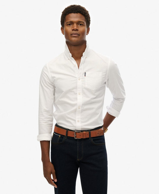 Superdry Essentials Oxford Shirt - Optic White Oxford