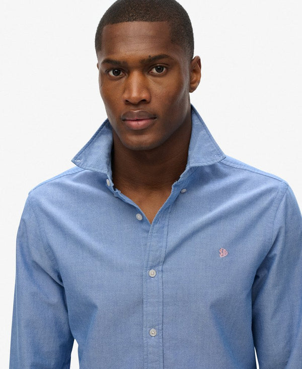 Superdry Classic Oxford Long Sleeve Shirt - Azure Blue Chambray Oxford