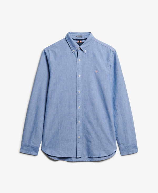 Superdry Classic Oxford Long Sleeve Shirt - Azure Blue Chambray Oxford