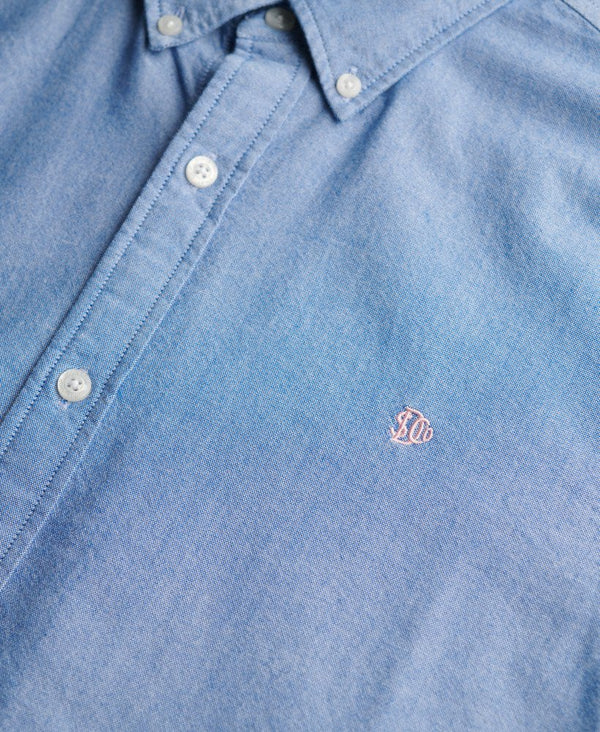 Superdry Classic Oxford Long Sleeve Shirt - Azure Blue Chambray Oxford