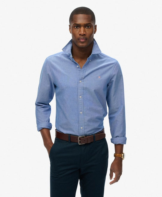 Superdry Classic Oxford Long Sleeve Shirt - Azure Blue Chambray Oxford