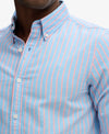 Superdry Classic Oxford Long Sleeve Shirt - French Blue Stripe/Coral