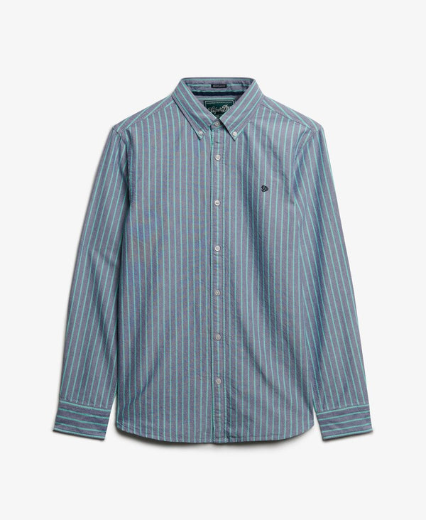Superdry Classic Oxford Long Sleeve Shirt - Marine Navy Stripe/Peppermint