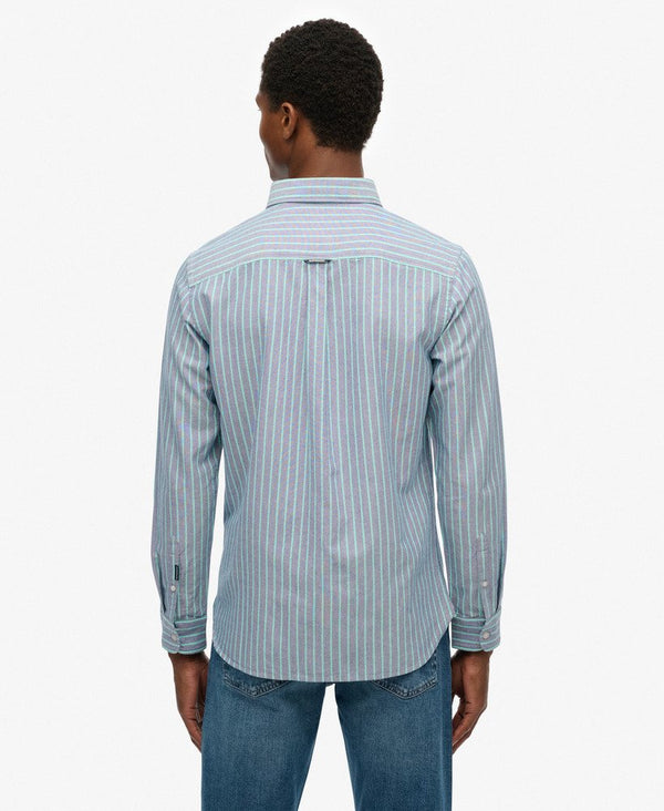 Superdry Classic Oxford Long Sleeve Shirt - Marine Navy Stripe/Peppermint