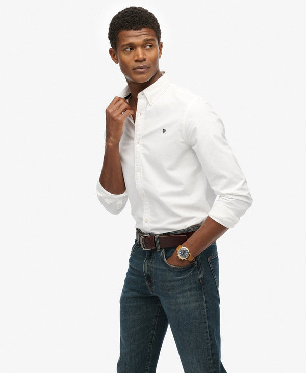 Superdry Classic Oxford Long Sleeve Shirt - Optic White Oxford
