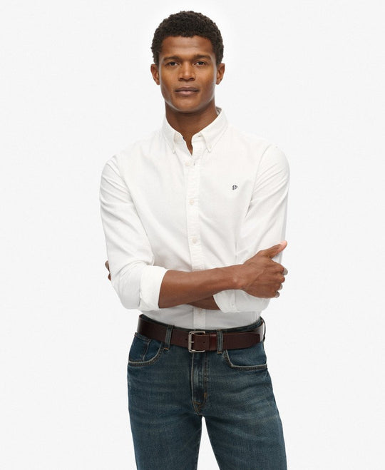 Superdry Classic Oxford Long Sleeve Shirt - Optic White Oxford