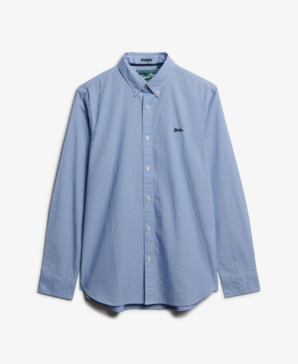Superdry Essentials Tailored Lite Shirt - Micro Ticking Stripe Indigo