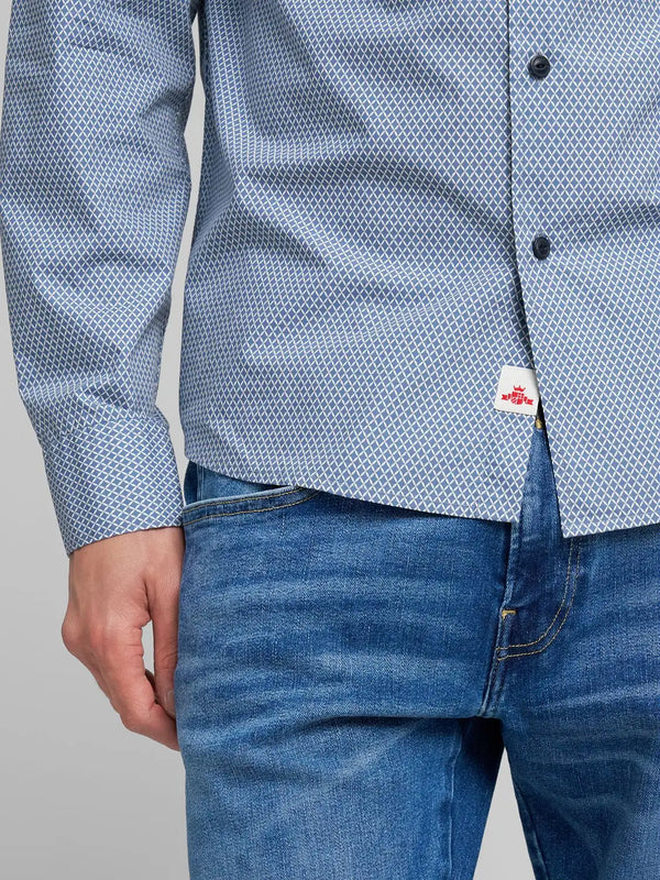 Replay Printed Cotton Poplin Shirt - Light Blue M4148 .000.75056.010