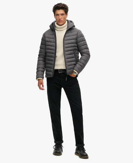 Superdry Tweed Fuji Padded Jacket - Charcoal Marl