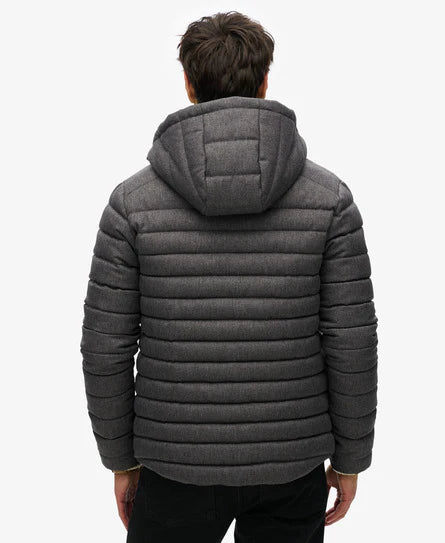 Superdry Tweed Fuji Padded Jacket - Charcoal Marl