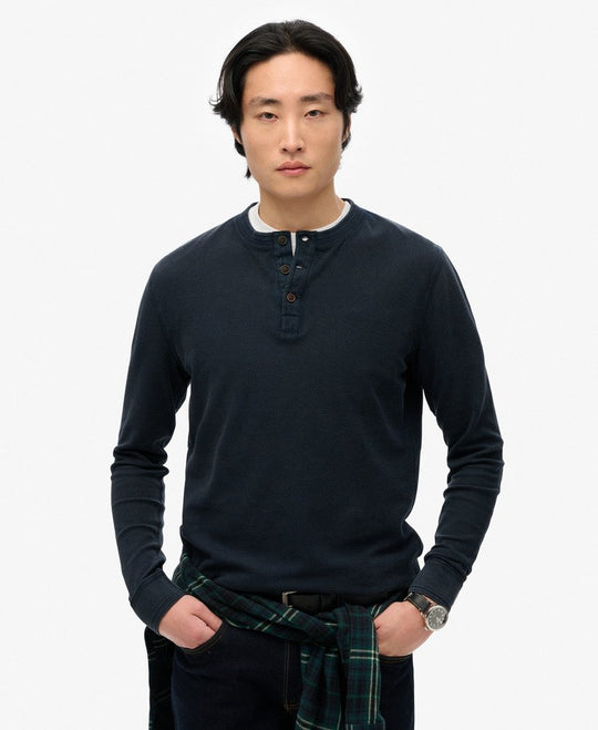 Superdry LW Textured Grandad Top - Eclipse Navy [Size M]
