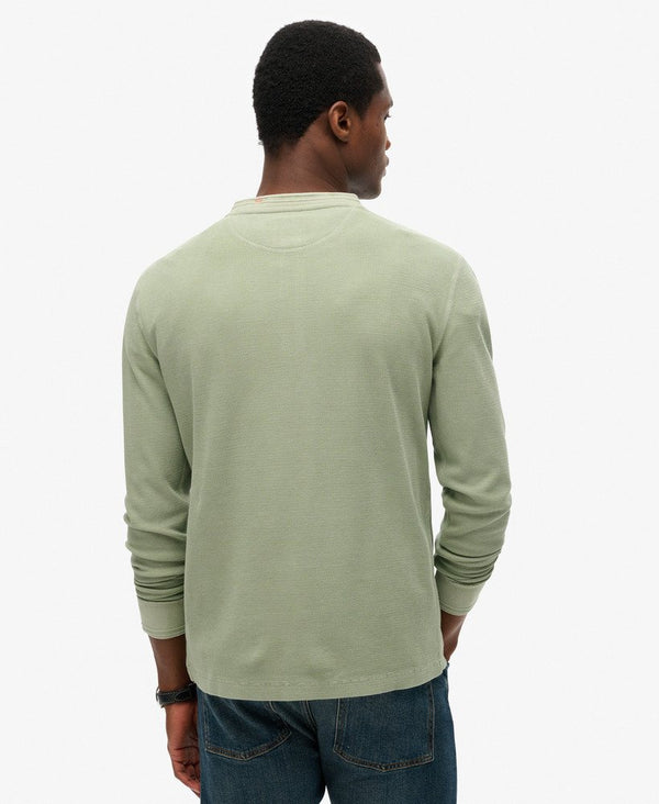 Superdry LW Textured Grandad Top - Washed Sage Green