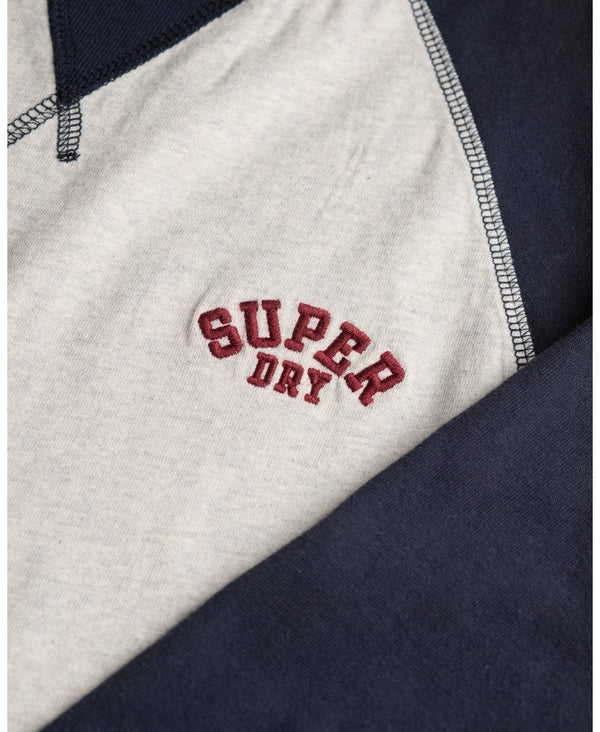 Superdry Vintage Athletic Baseball Top - Grey Grindle/Eclipse Navy