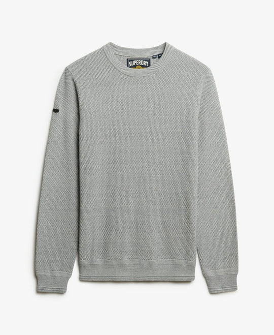 Superdry Light Weight Cotton Texture Jumper - Light Grey