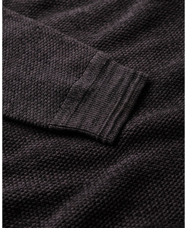Superdery LW Cotton Texture Jumper - Black/Dark Grey