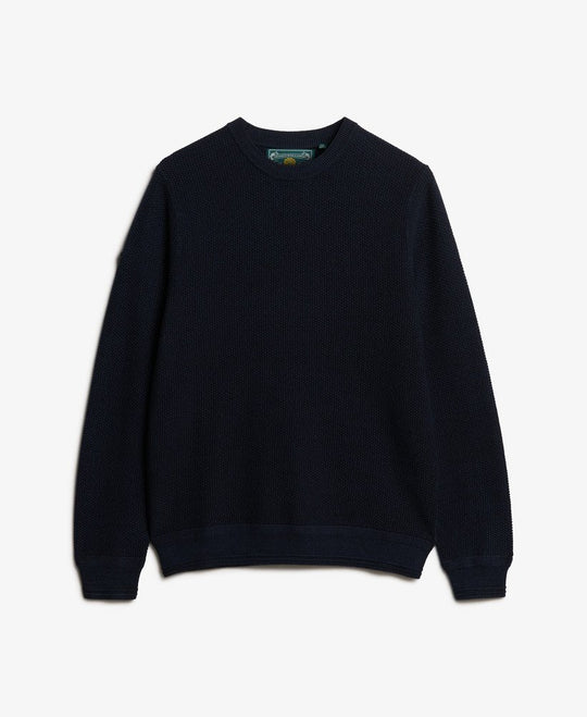 Superdry Light Weight Cotton Texture Jumper - Eclipse Navy Twist