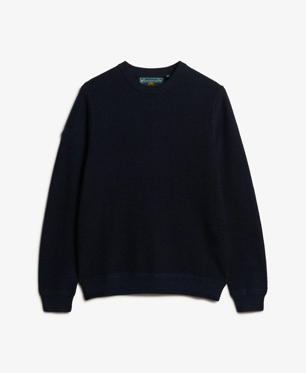 Superdry Light Weight Cotton Texture Jumper - Eclipse Navy Twist