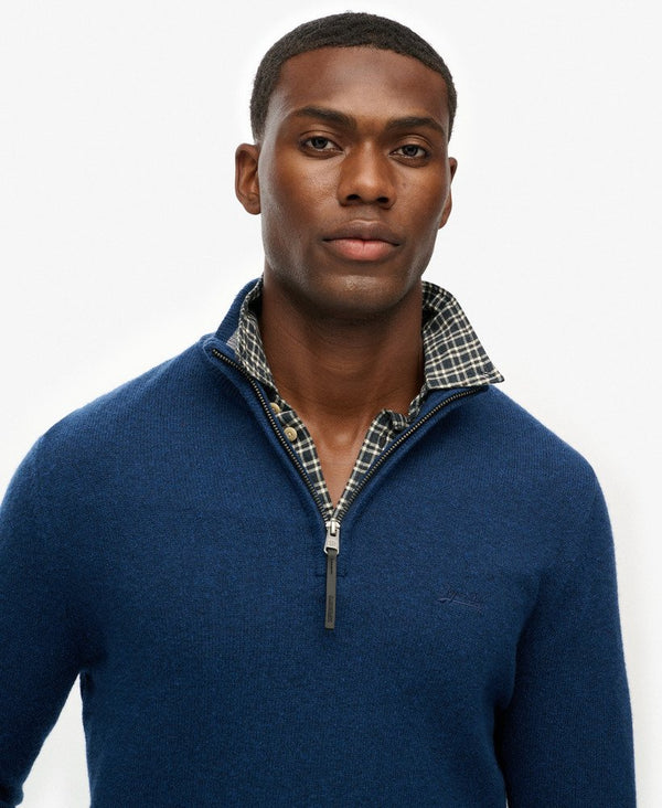 Superdry Wool Blend Half Zip Jumper - Dusk Navy Marl