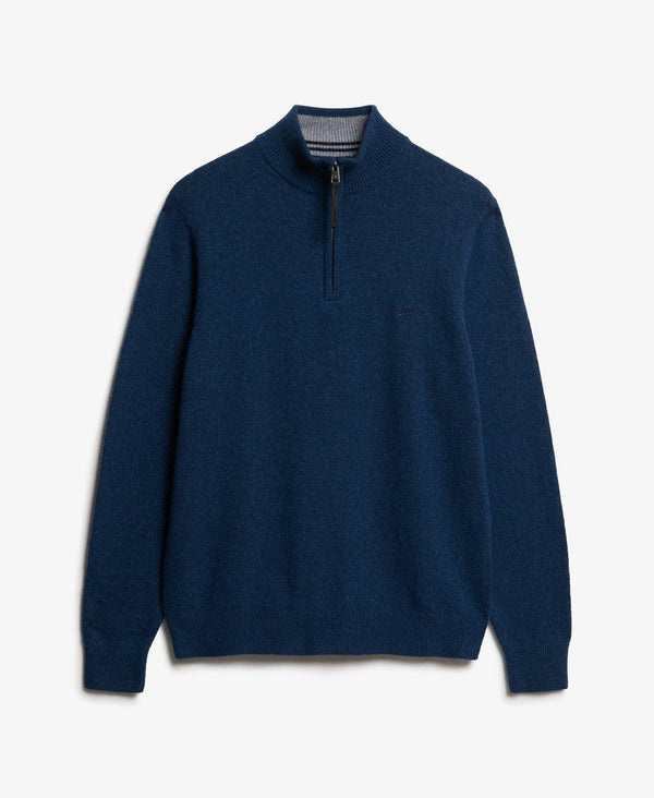 Superdry Wool Blend Half Zip Jumper - Dusk Navy Marl
