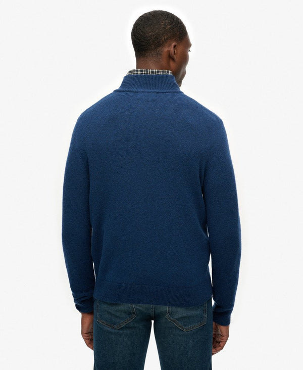 Superdry Wool Blend Half Zip Jumper - Dusk Navy Marl