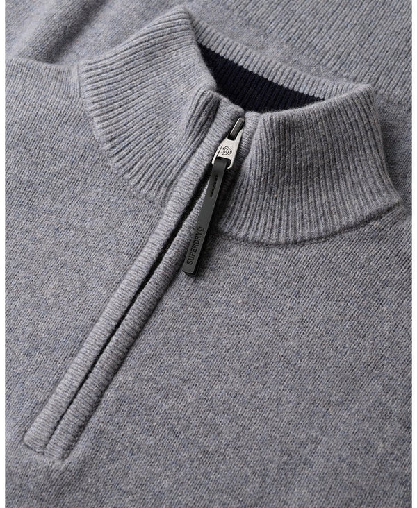 Superdry Wool Blend Half Zip Jumper - Blue Grey Marl