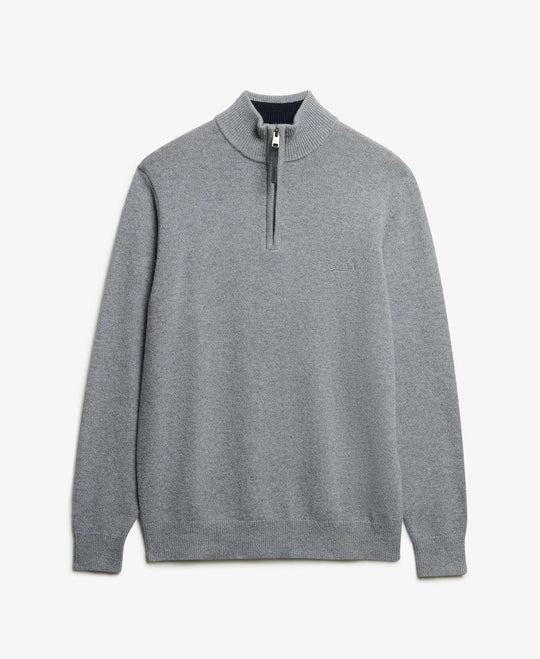 Superdry Wool Blend Half Zip Jumper - Blue Grey Marl