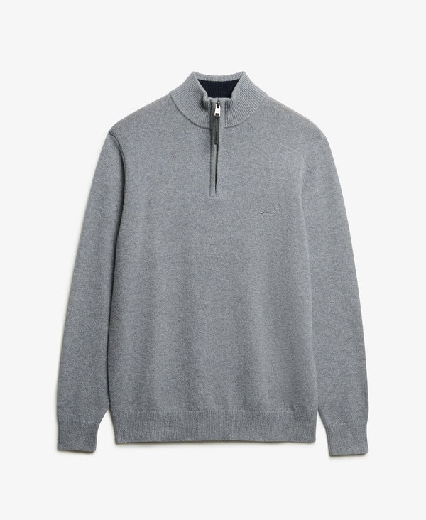 Superdry Wool Blend Half Zip Jumper - Blue Grey Marl