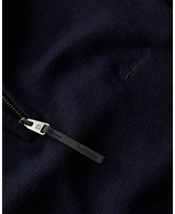 Superdry Wool Blend Half Zip Jumper - Charred Navy Marl