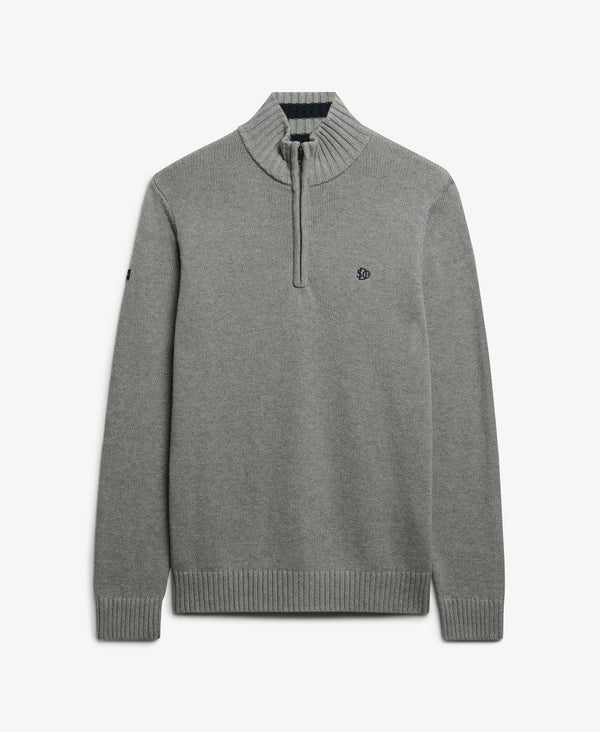 Superdry Cotton Half Zip Knit - Grey Marl